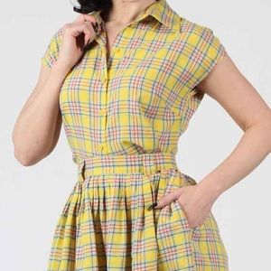 Gloria top in sunshine plaid